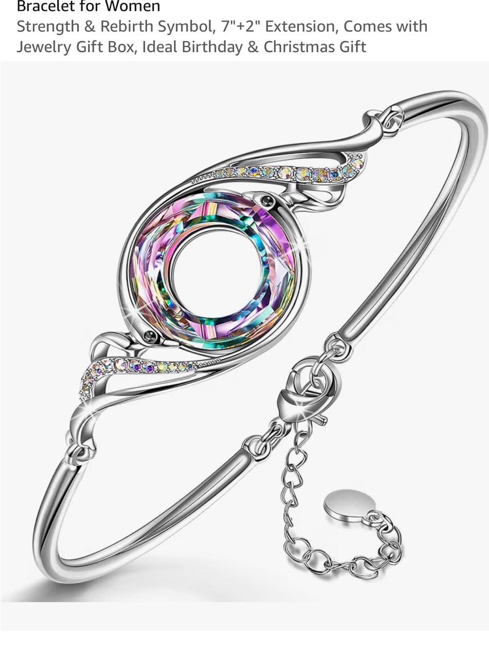 Silver Multicolor Crystal Circle Bracelet for Wome